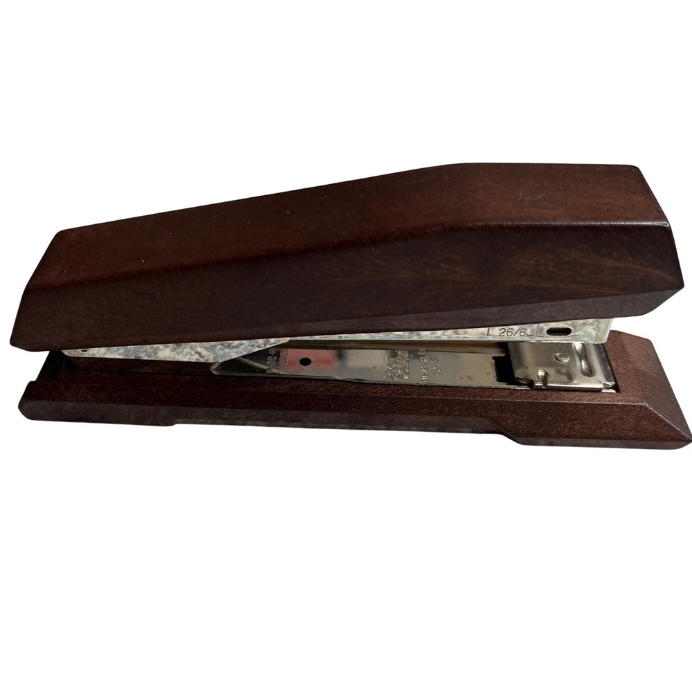 Faber-Castell Stapler FC-17 Brown WoodGrain Finish Vintage Office Made in Sweden